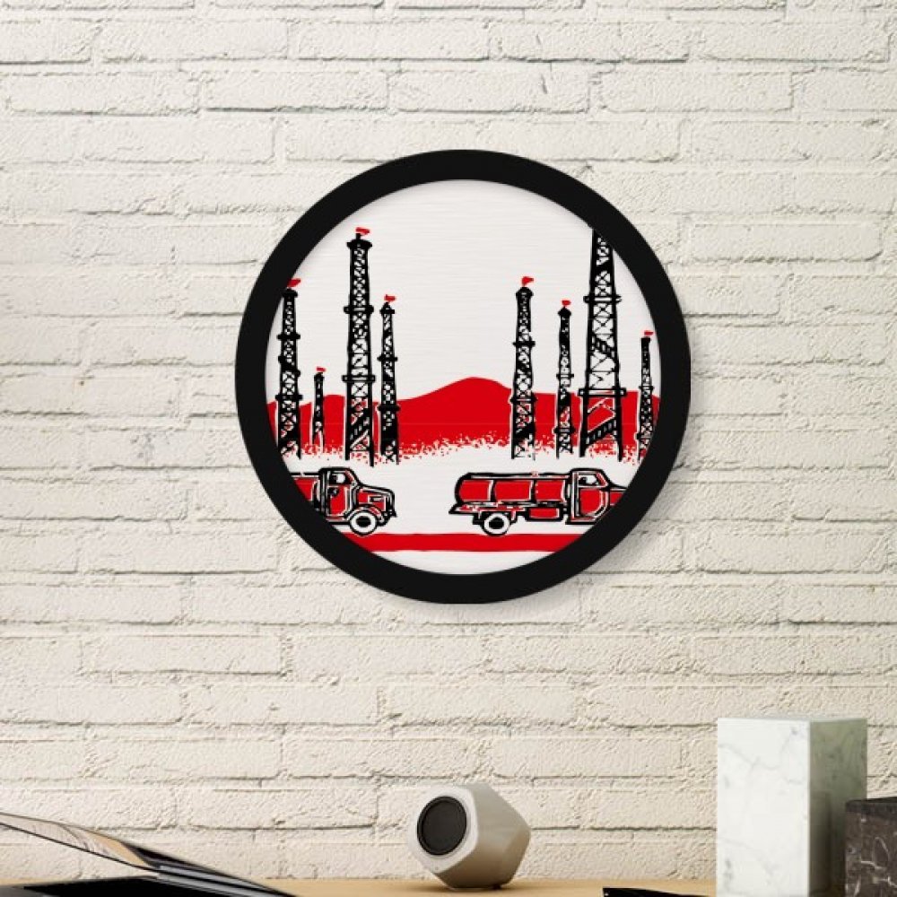 Peinture Révolution Chinoise en cadre rond noir pour étagère de salon
