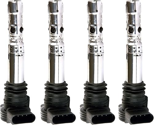 MAS Juego de 4 bobinas de encendido de rendimiento compatibles con Volkswagen Beetle Golf Jetta Passat Derby Audi A3 A4 S3 TT Quattro1.8L L4