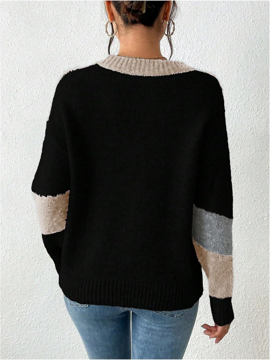 Verdusa Women's Color Block Cozy Sweaters Long Sleeve Crew Neck Knit Pullovers Fall Tops - Image 2