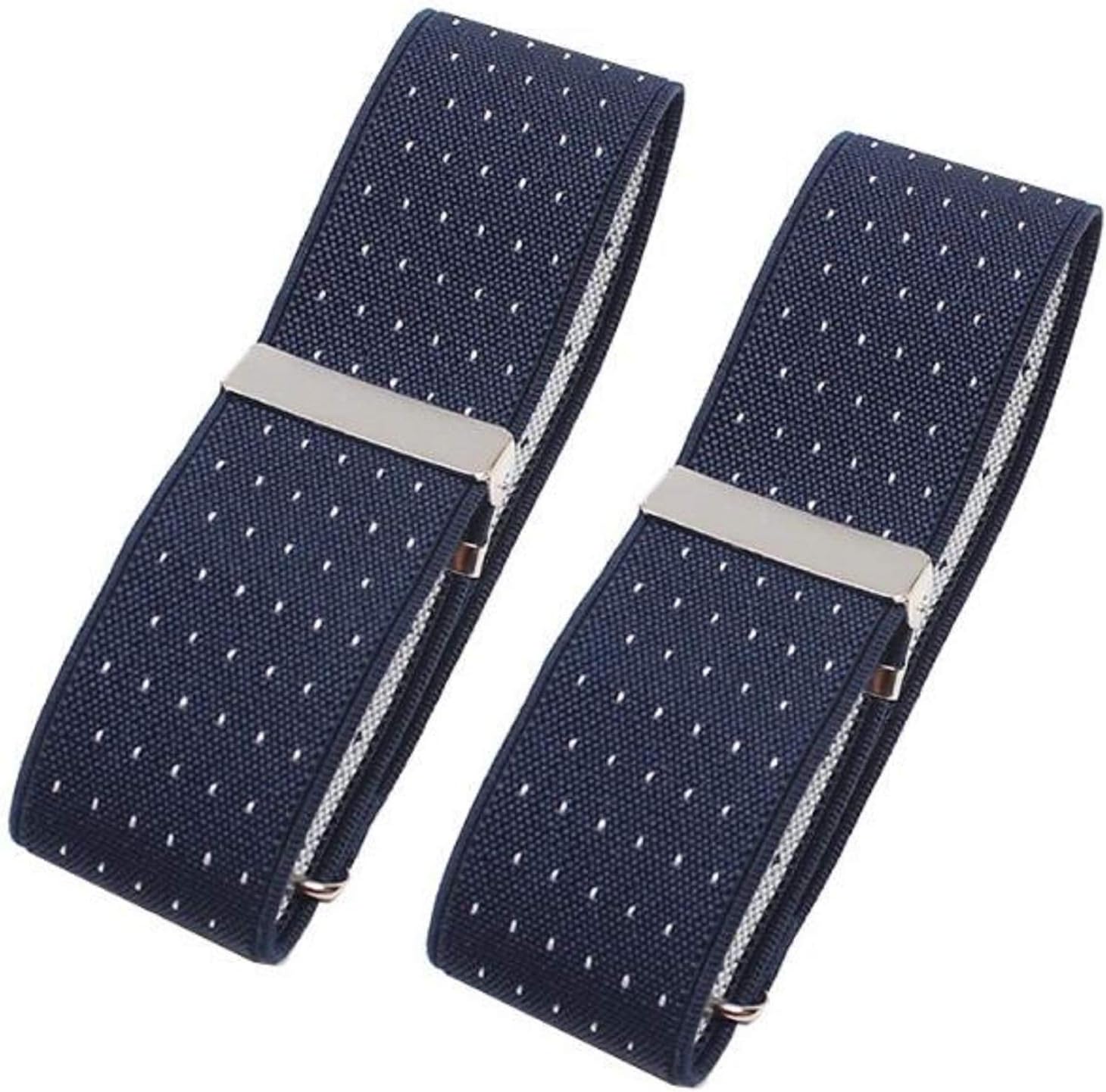 Cyprinus Carpio Elastic Adjustable Armband Shirt Garter Sleeve Holders，Adjusting:1"-12.6", Pack of 2 (1 3/8" W12 1/2 L White DOT)