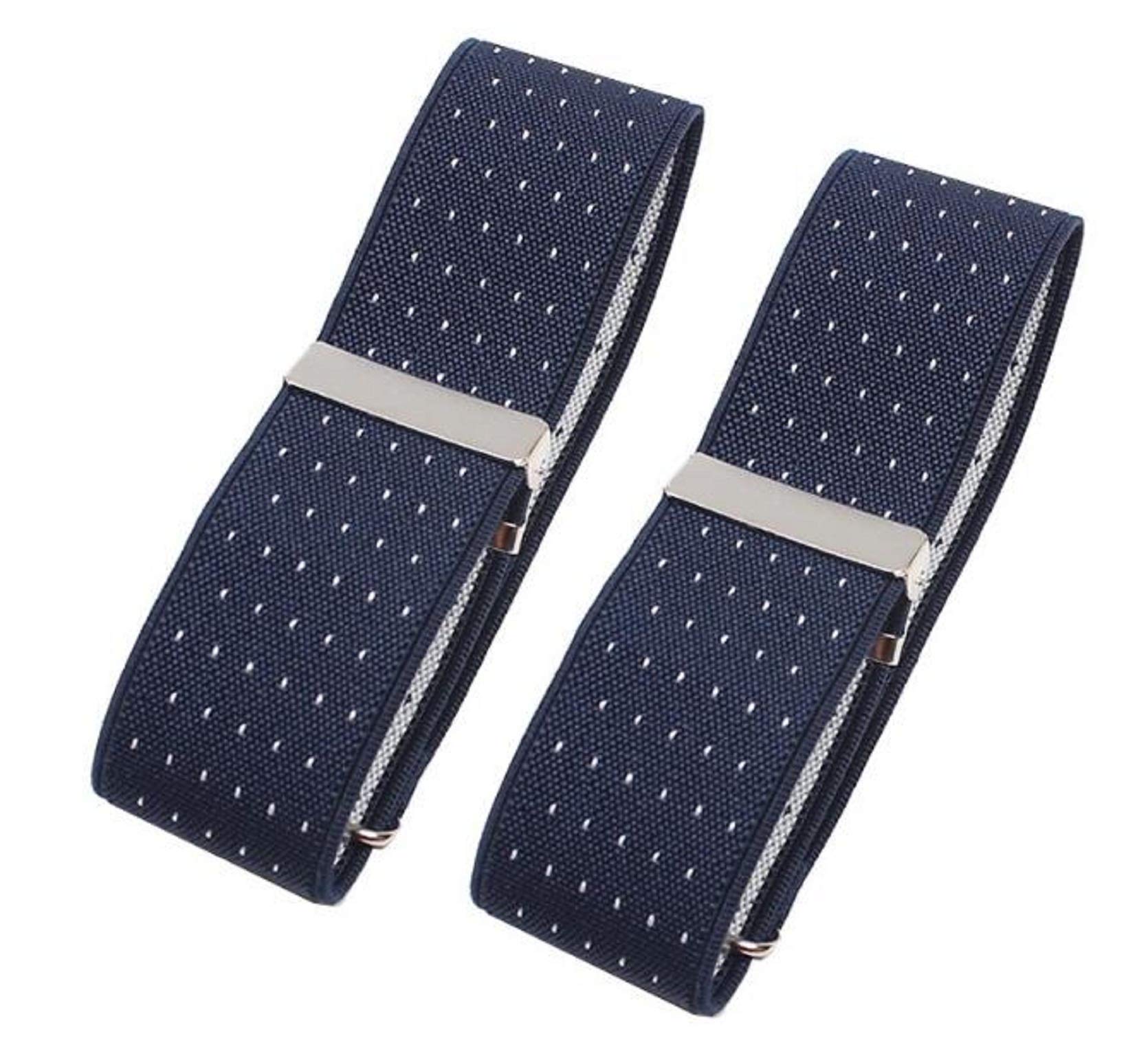 Cyprinus Carpio Elastic Adjustable Armband Shirt Garter Sleeve Holders，Adjusting:1"-12.6", Pack of 2 (1 3/8" W12 1/2 L White DOT)
