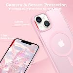 ROUMAYMAY pour iPhone 13/14 Boîtier, puissant magnétique [Compatible avec MagSafe] Protège militaire grade Slim Translucent Matte Skin Smooth Phone Case pour iPhone Couverture en rose de 13/14 6,1 pi