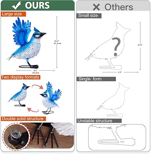Miniatura 9 de Decoración de jardín cardenal regalos de arte de metal para patio esculturas y estatuas de jardín gran pájaro rojo para decoración al aire libre