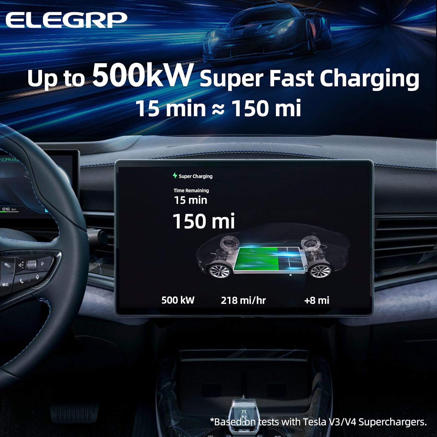 ELEGRP NACS to CCS Adapter, 500A/1000V DC Fast Charging, Tesla Supercharger to CCS EV Charger Adapter, Compatible with Ford, GM, Nissan, Rivian EVs, Local Customer Support & Free Carry Bag
