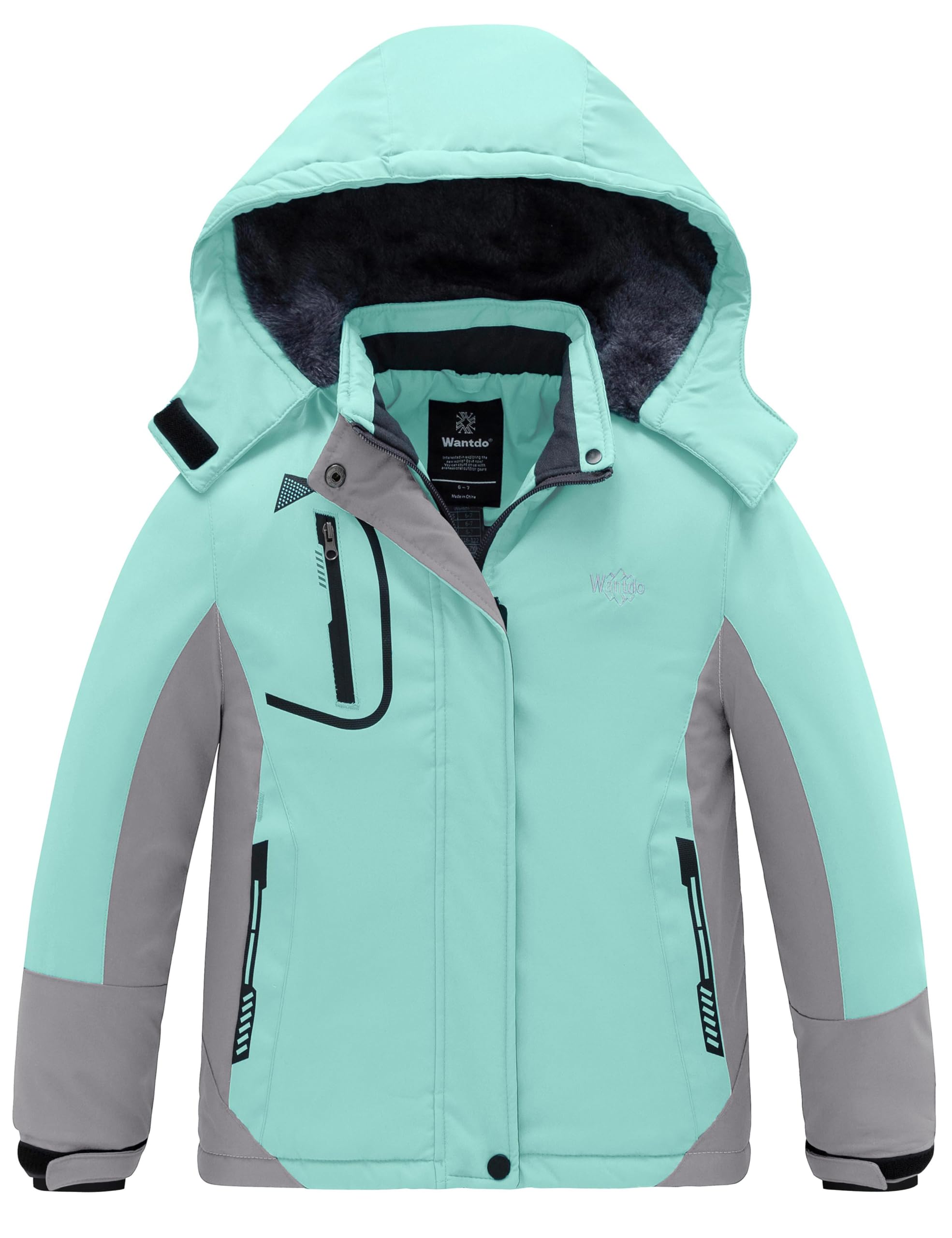 Wantdo Giacca da sci da ragazza impermeabile giacca da neve calda cappotto invernale antivento giacca isolante in pile giacca da snowboard da montagna