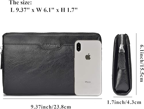 Miniatura 2 de Bolso de mano para hombre, de piel auténtica, de gran capacidad, organizador de tarjetas de visita