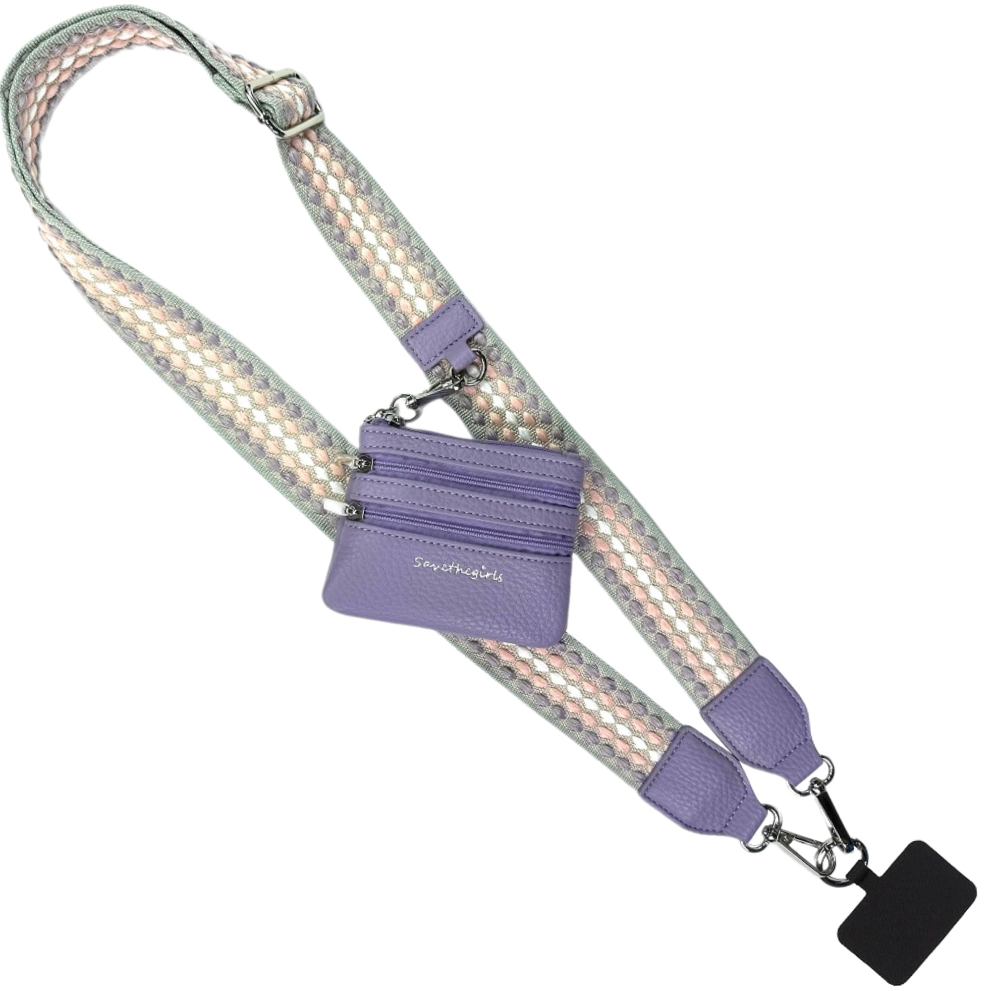 Save the Girls Clip & Go Phone Lanyard with Wallet Pouch, Fun Dots | Crossbody Cell Phone Lanyard Strap with Zippered Wallet Pouch. Adjustable,
