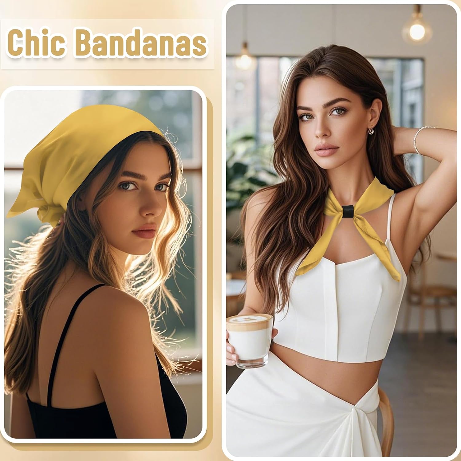 27.5" Hair Bandanas for Women, Solid Color Womens Bandana