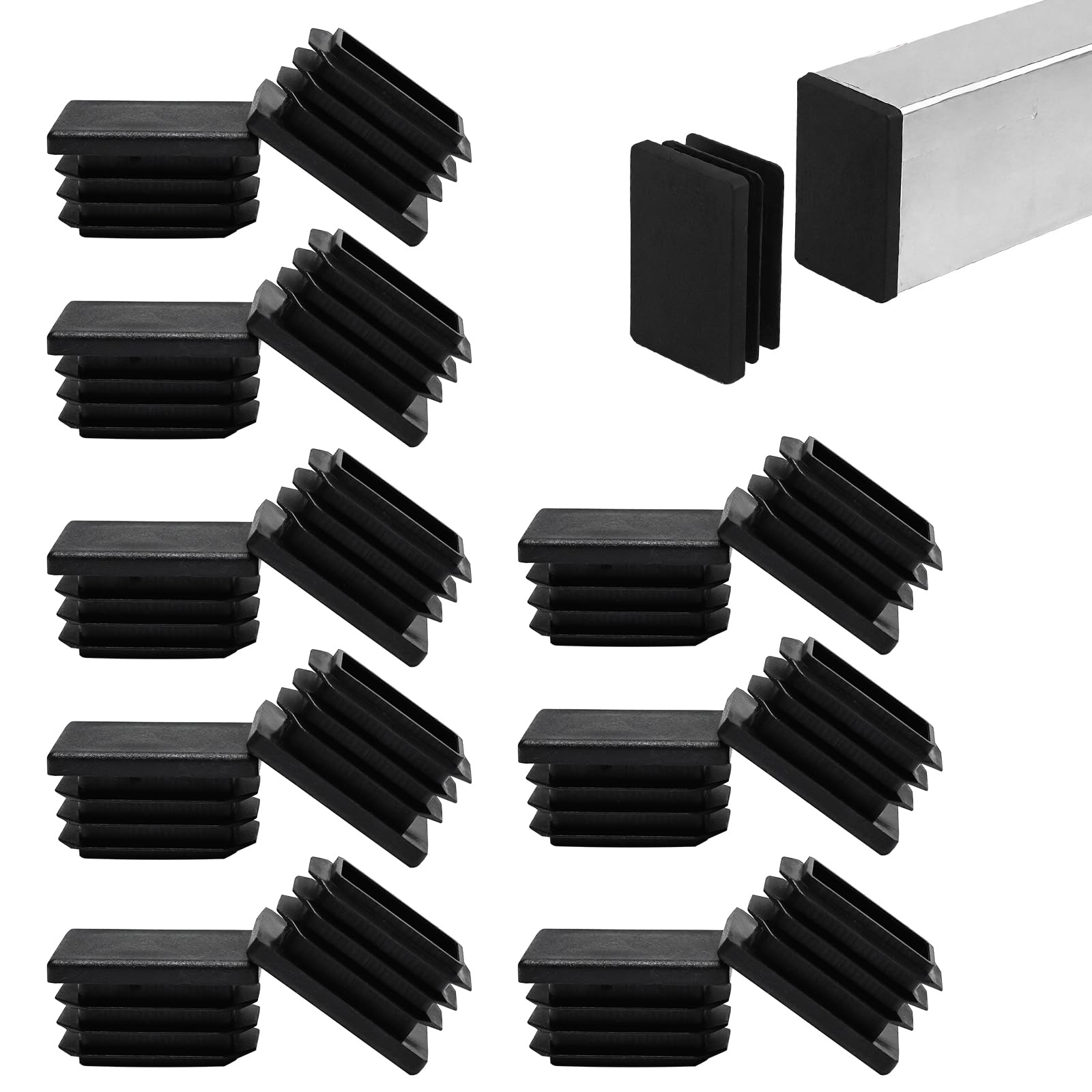 16 Pack 1-3/16"X13/16 Rectangular Tube End Cap