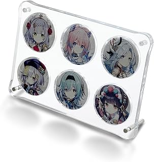 缶バッジ 収納 ディスプレイ スタンド アクリル ケース 1/4/6/7/12個用 壁掛け 卓上 両用 クリア 祭壇 飾り棚 傷防止 高透過 (スクエア (6個用）)