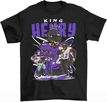Derrick Henry King Henry Cartoon Style Baltimore T-Shirt