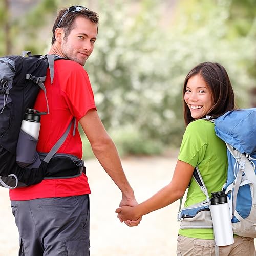 Vista 31 de CHENGU Botella de agua a granel de aluminio de 20 onzas, botellas reutilizables de aluminio ligeras, botella de agua con tapa a presión, fácil