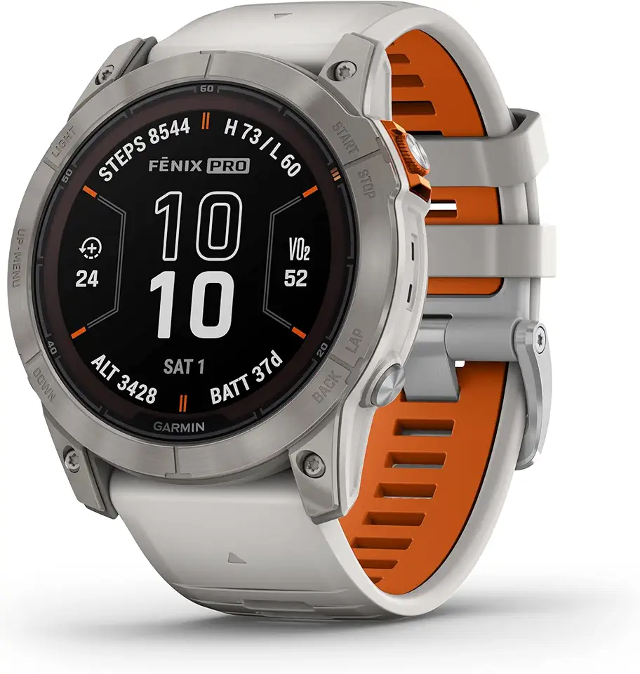 Garmin Fenix 7X Pro Sapphire Solar, Silver Titanium with Gray Silicone Band