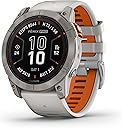 Garmin fēnix 7X Pro Sapphire Solar, Multisport GPS Smartwatch, Built-in Flashlight, Solar Charging Capability, Fog Gray/Ember Orange
