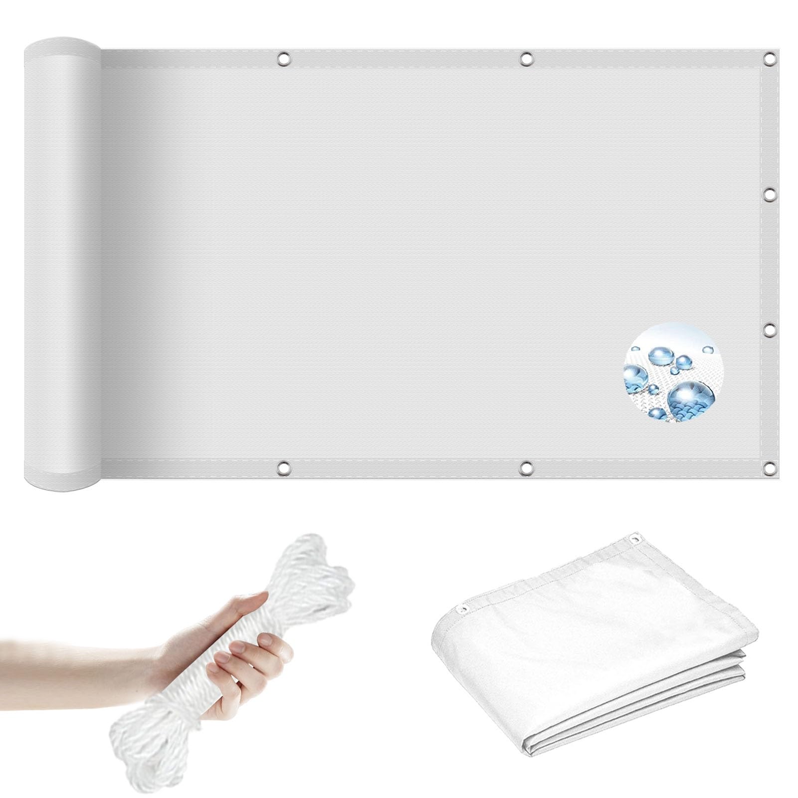 Voile d'ombrage pour pergola 2x2.6 m en tissu blanc, idéal pour ombrager le patio et les fleurs