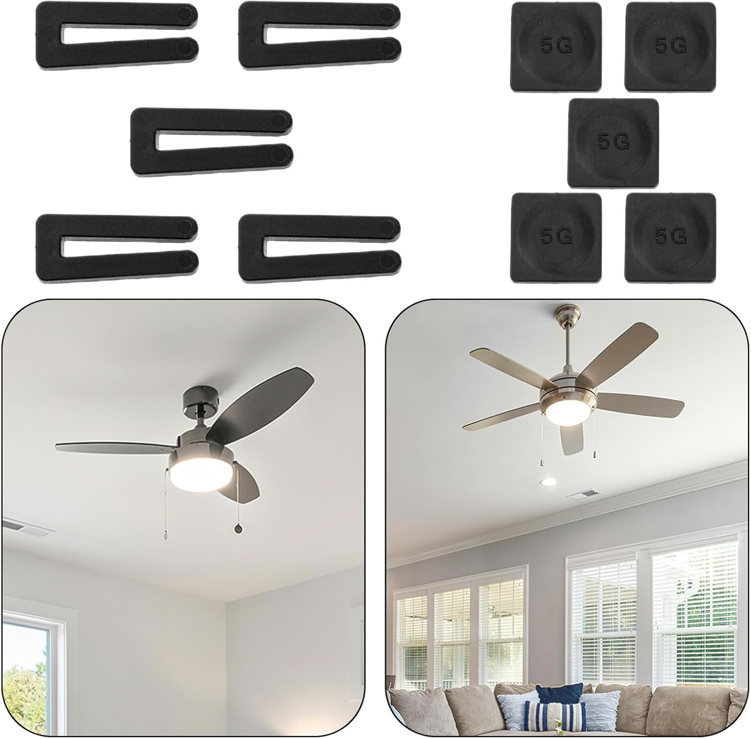 5Sets Ceiling Fan Balancing Kit Includes Self Adhesive Weights and Balance Clips for Effective Ceiling Fan Weight Balancing and Stability