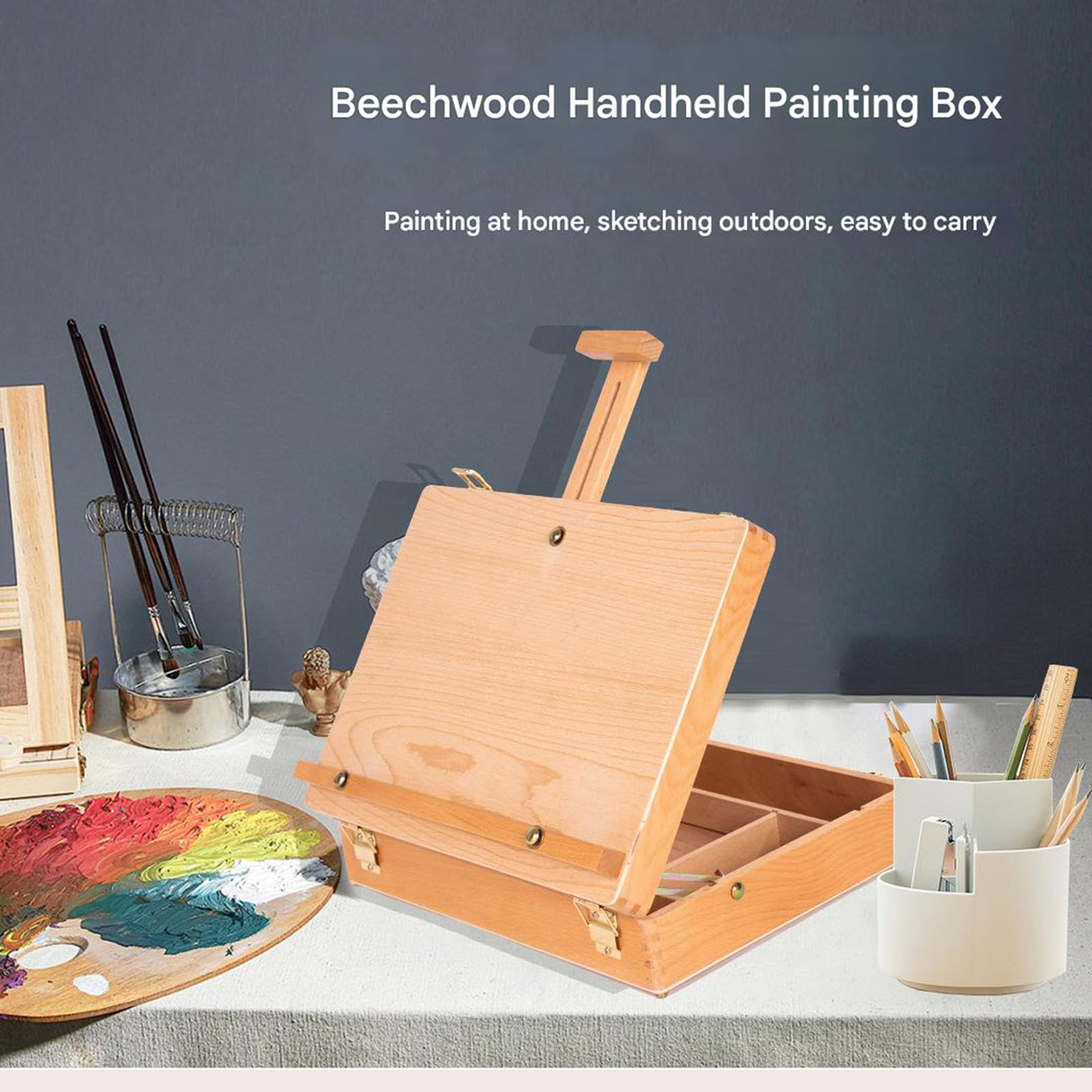 Caballete plegable de madera para arte, altura ajustable, para artistas, estudiantes, pintura