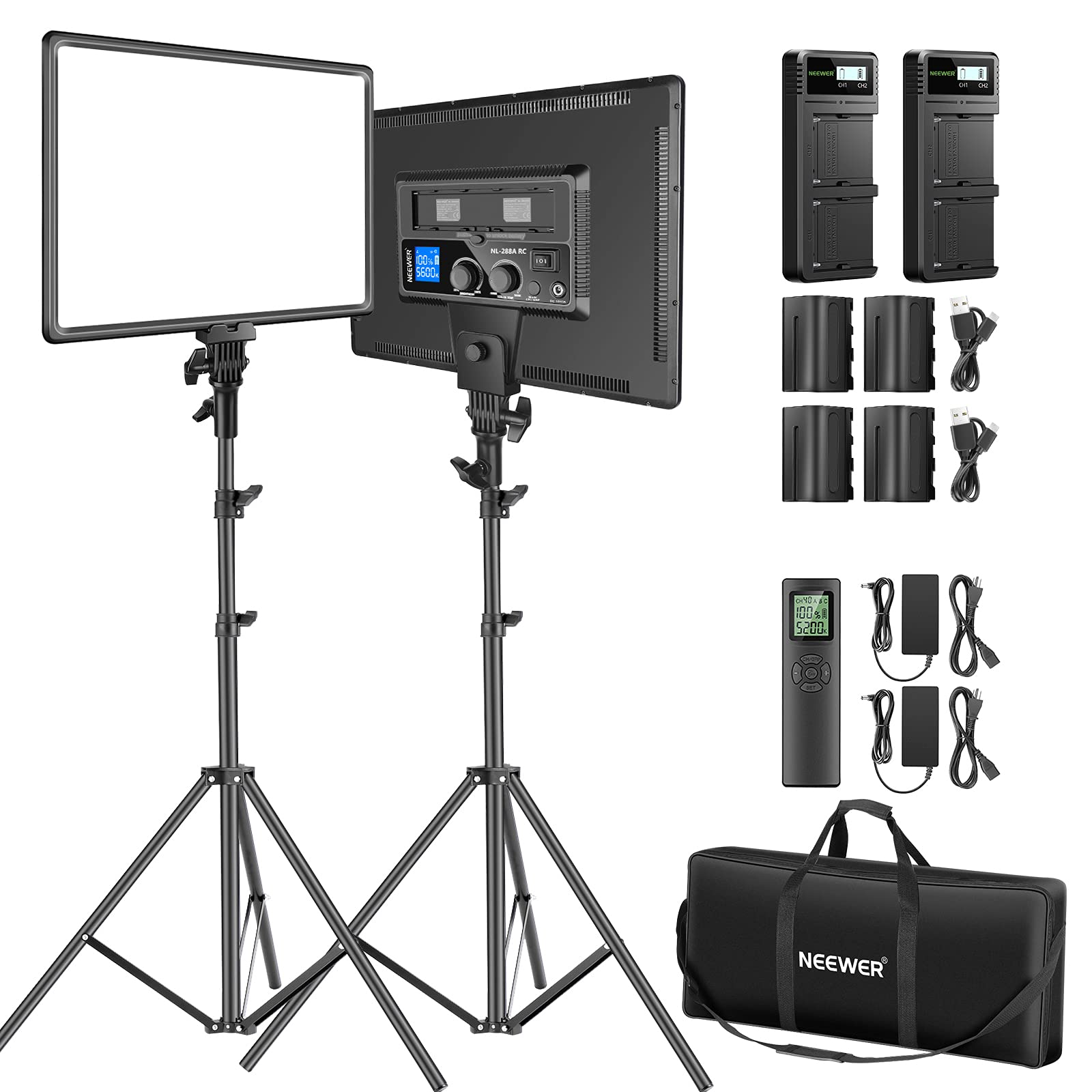 Buy Neewer 18” Led Video Light Panel Lighting Battery Kit with Remote