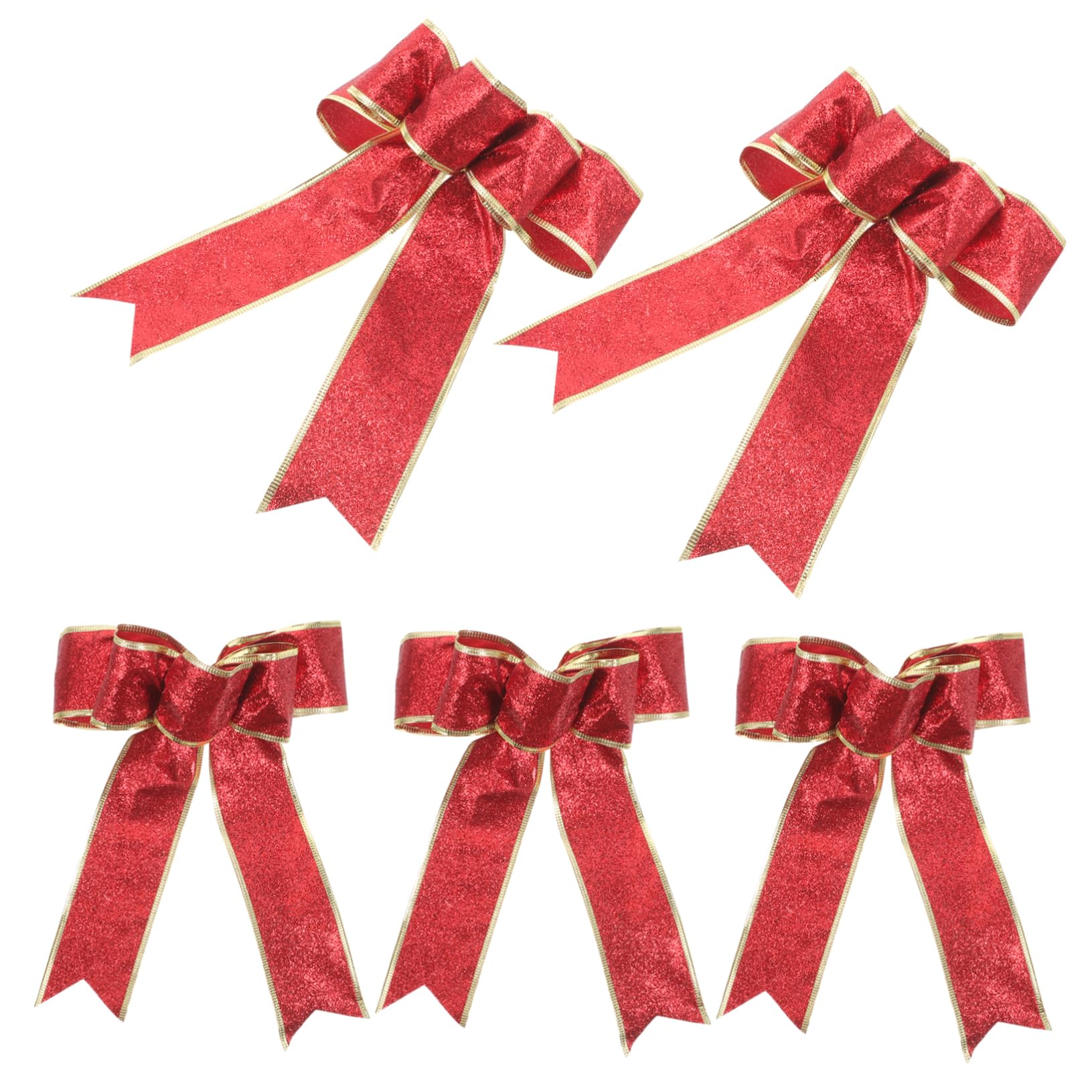 KOMBIUDA 25pezzi Fiocco Decorativo di Stoffa Natalizio da Bows Glitterati per Decorazioni di Alberi di Natale e Regali Rosso per Atmosfere Festive e Arredamento Natalizio