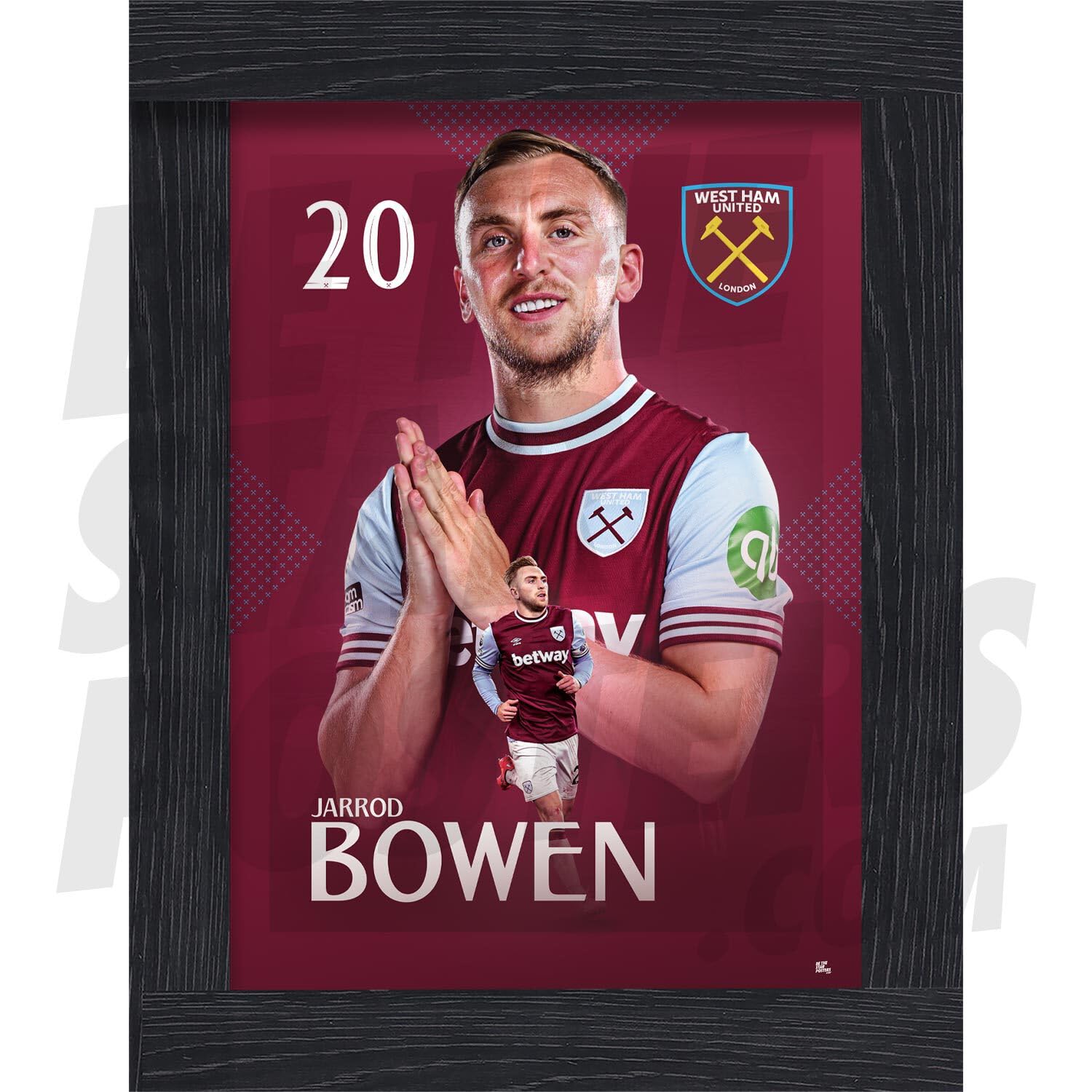 West Ham United FC Bowen 24/25 Action Poster Framed A3