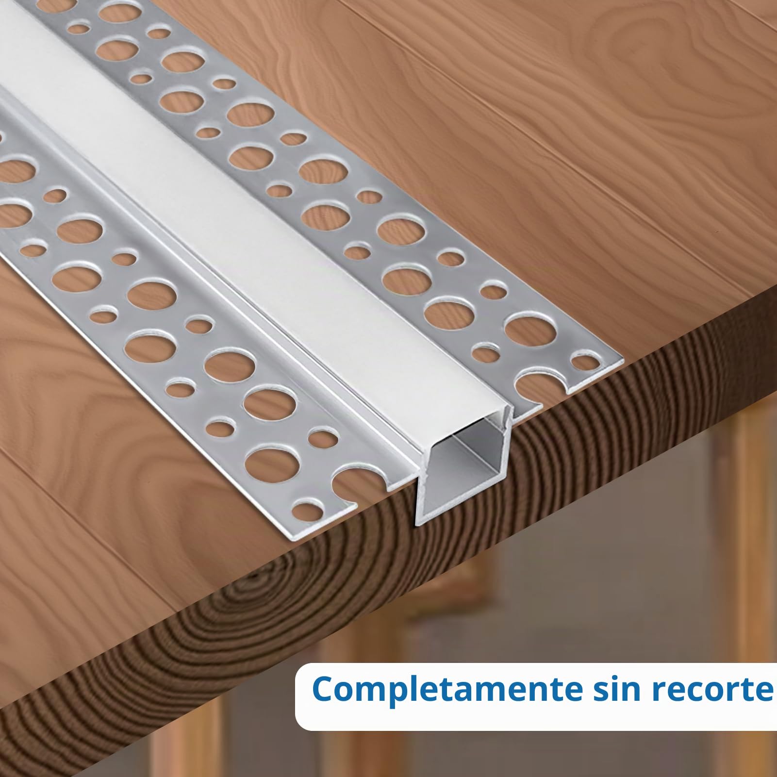 inShareplus Perfil LED de yeso, 3.3 pies/1 m, 10 canales LED de aluminio con difusor lechoso, difusor de tira LED empotrable sin borde para debajo del gabinete, estante, pared, mesa, techo y esquina