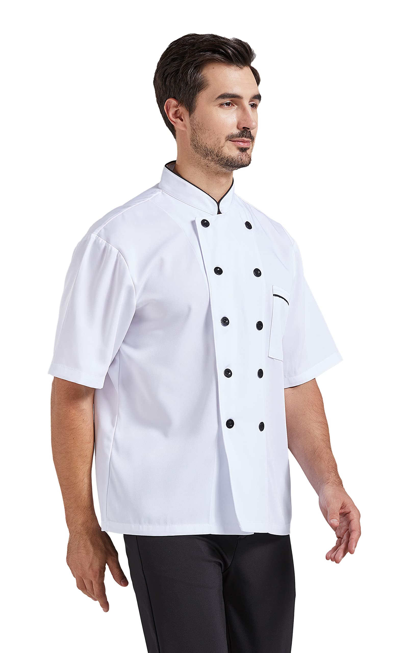 Nanxson Giacca da Cuoco Manica Corta da Uomo in Cotone Traspirante da Cucina Uniforme da Lavoro CFM0001