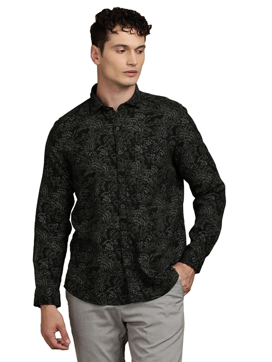 Turtle Camicia casual da uomo in 100% cotone slim fit stampata | Camicia a maniche lunghe con colletto abbottonato | Elegante abbigliamento quotidiano per ufficio e uscite casual