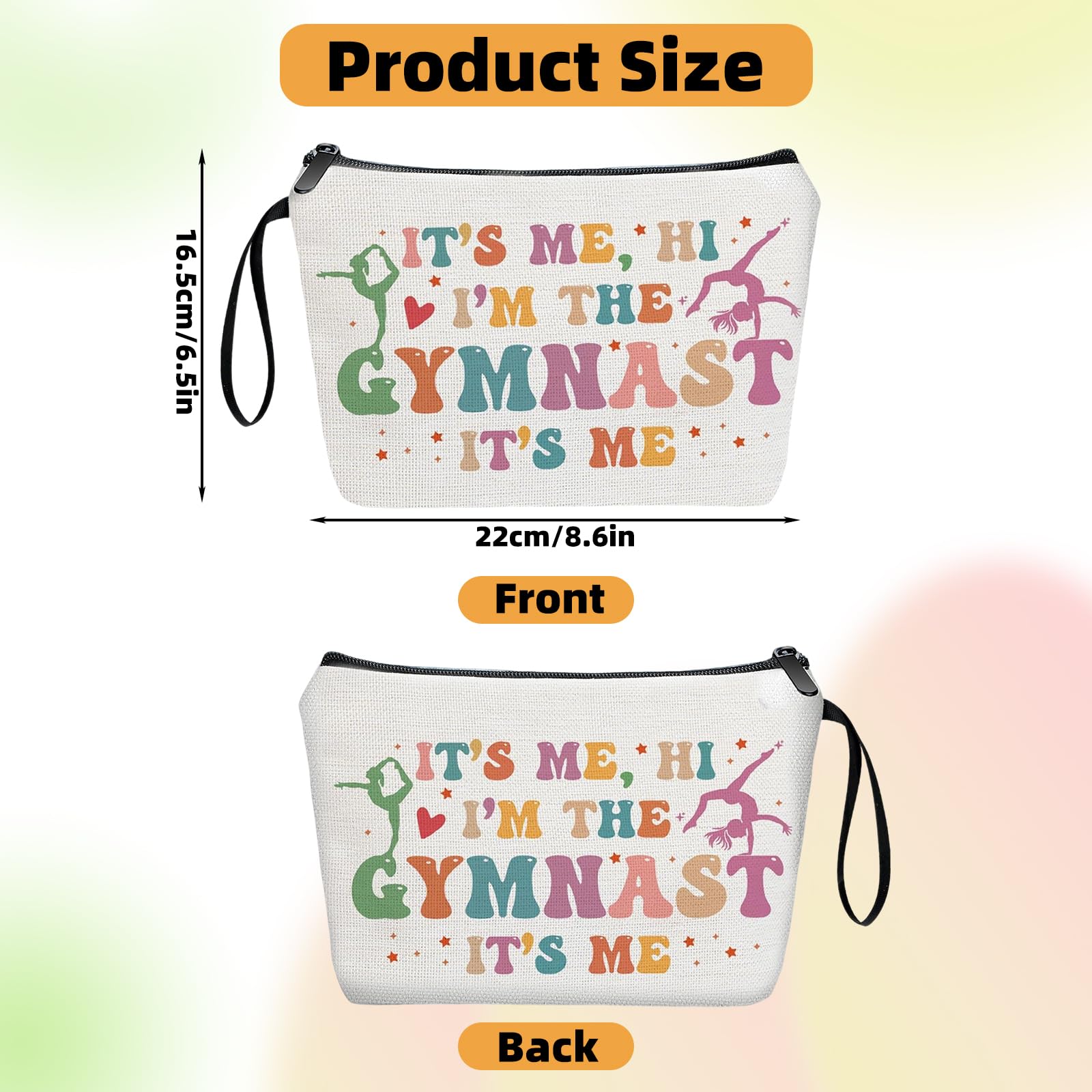 Gymnastics Gifts for Girls Make Up Bag Gymnast Makeup Bag for Gymnastics Lover Gifts Inspirational Cosmetic Bag with Hand Strap Gymnastics Bag Gifts - Image 2