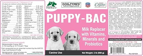 Miniatura 3 de Dogzymes Puppy-Bac - Reemplazo de leche formulado con las proporciones adecuadas de proteínas, grasas y nutrientes para cachorros en crecimiento