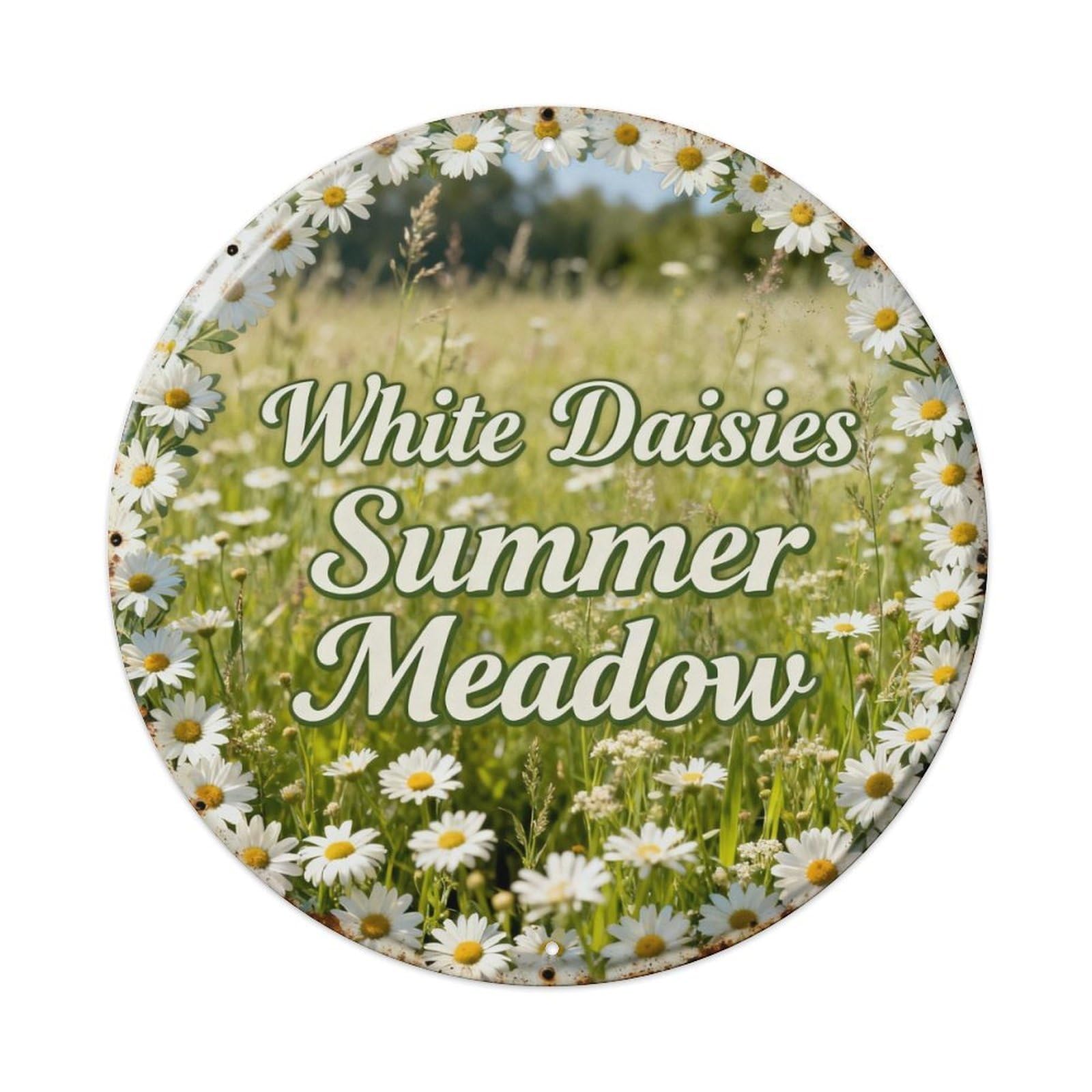 White Daisies Summer Meadow Metal Tin Sign Plaque