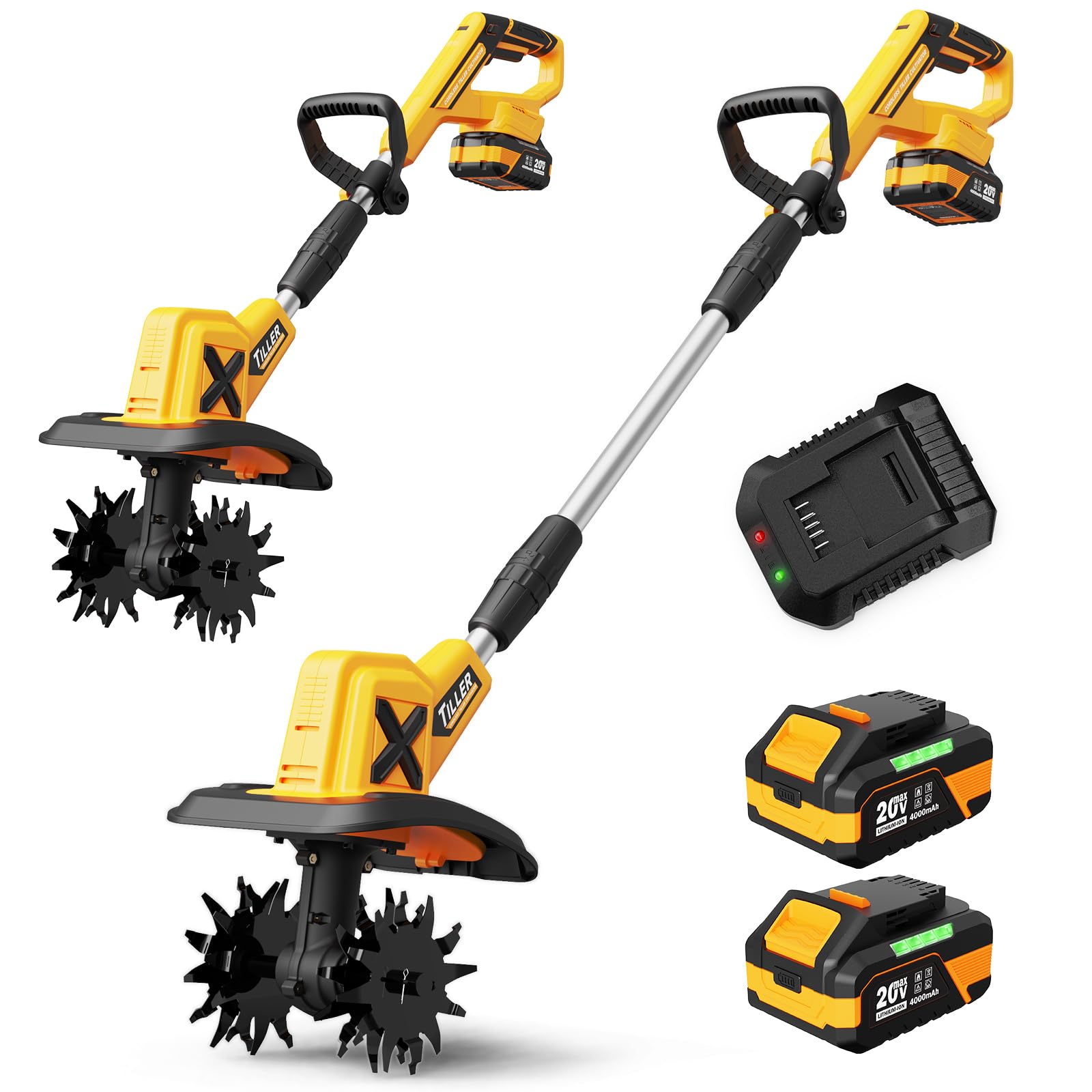 Grelawner 20V Cordless Tiller Cultivator