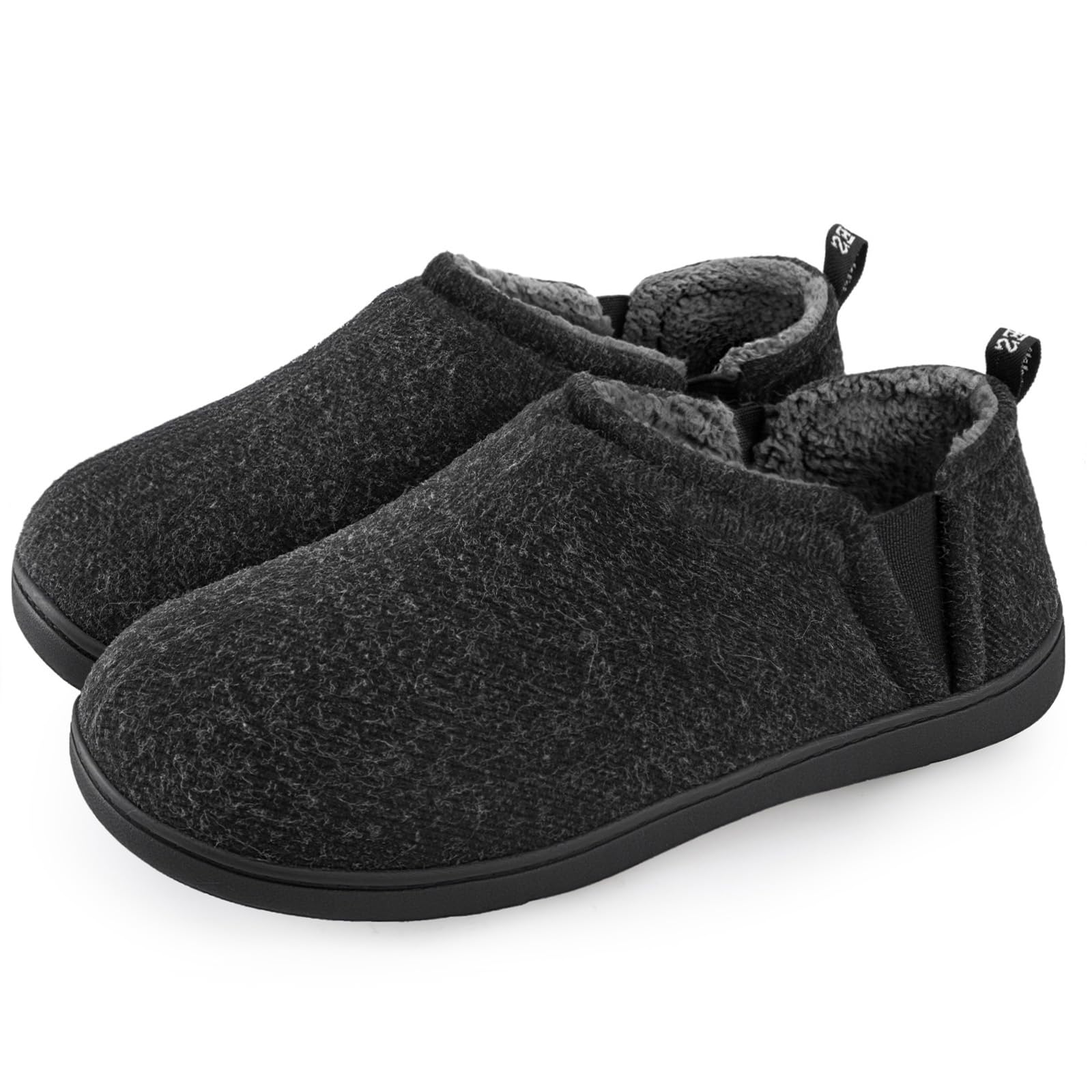 Men's Faux Wool Slippers Comfy Warm Winter House Shoes with Elastic Gores
