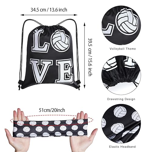 Miniatura 4 de Topbuti 4 piezas de accesorios de voleibol juvenil, rodilleras de voleibol para voleibol, mangas para brazos, diadema de voleibol, bolsa con cordón