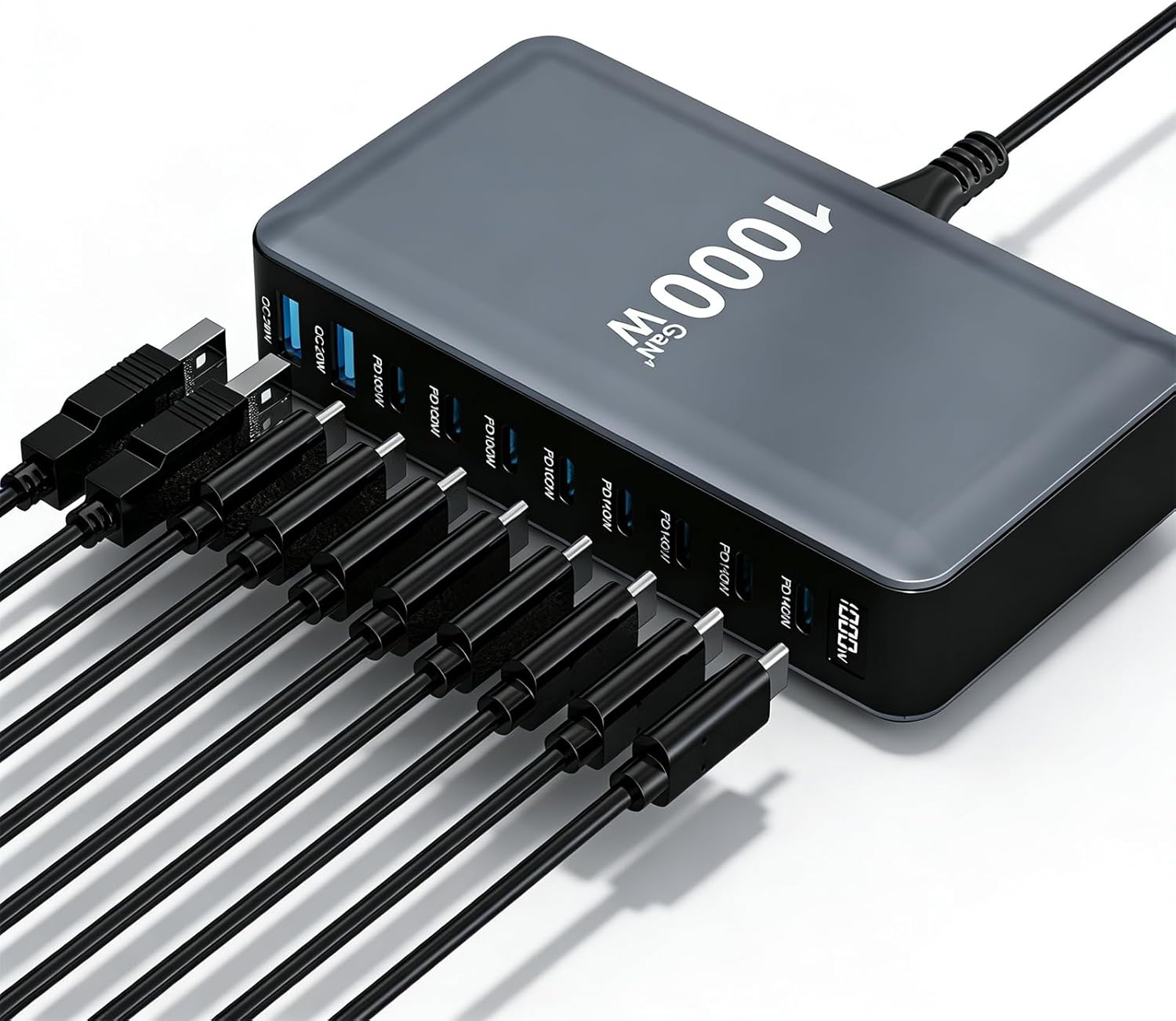 1000W USB C Charger Station,10-Port GaN IV Desktop Charging Hub,140W Laptop Fast Charging Block with 8 USB-C Ports and 2 USB-A Ports for MacBook Pro/Air,iPhone 17/16,iPad,Samsung-Home&Travel Essential