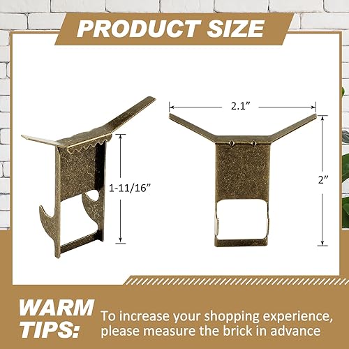 Miniatura 2 de Hicarer 20 ganchos de pared de ladrillo sin taladro, para colgar luces de Navidad, soportes de calcetines de acero de latón antiguo para decoración
