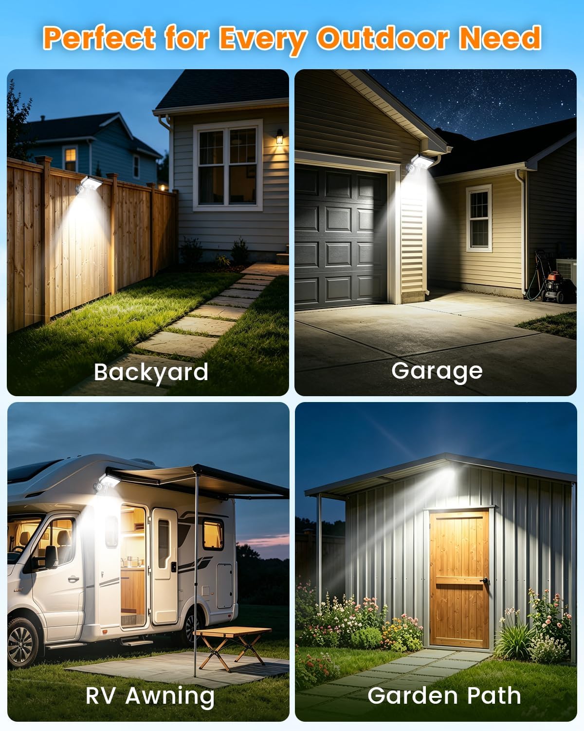 Magnetic RV Solar Light Outdoor with Motion Sensor, 600lm 6000K IP65 Waterproof RV Exterior Magnetic Solar Light for Camper Awning Porch Trailer Garage Garden Fence Patio Deck Wall,1-Pack