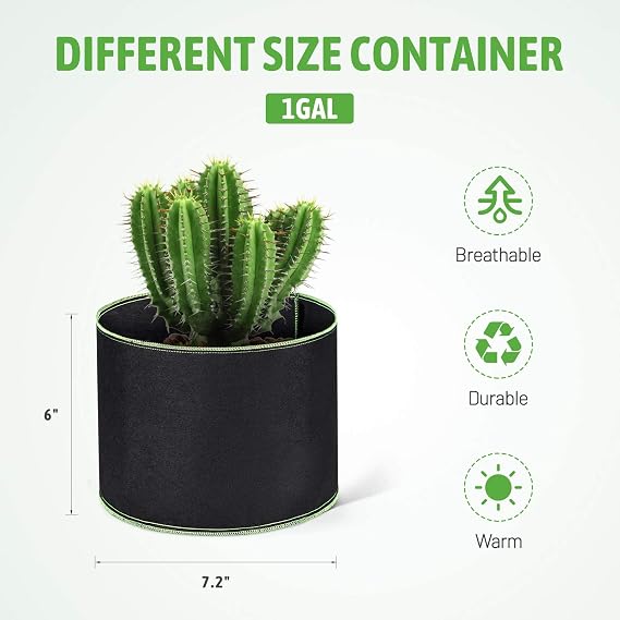 Delxo 20-Pack 1 Gallon Grow Bags, Non-Woven Small Garden Planting Bag, 300G Thickened Fabric Pots Breathable Drainage Planters for Fruits,Vegetables,Tomatoes (Black)