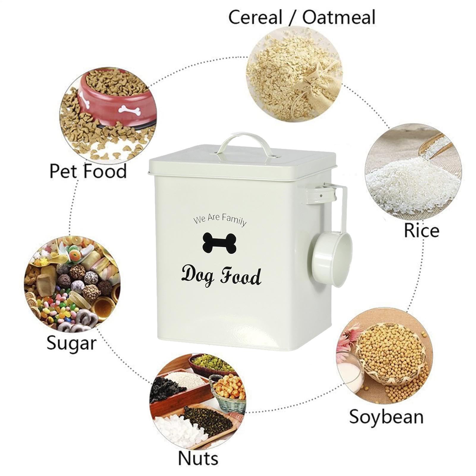 Contenitore ermetico per cibo animali – Serbatoio conservazione mangime | Secchio metallico portatile per cane | Adatto a crocchette, compresse, detersivo – anti-umidità, ampia capacità 3L, maniglia