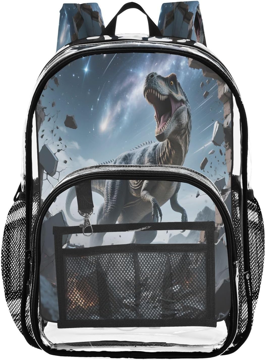 Dinosaur Star Wall Clear Backpack Heavy Duty See Through Transparent PVC BookBag for Kids Boy Girl Adult School Work