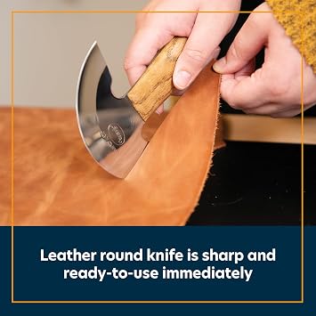 Weaver Leather Supply Master Tool Round Knife, 4-78, Hand-Forged Leather Cutting Tool with White Oak Handle, Head Knife for Strips, Skiving, and More