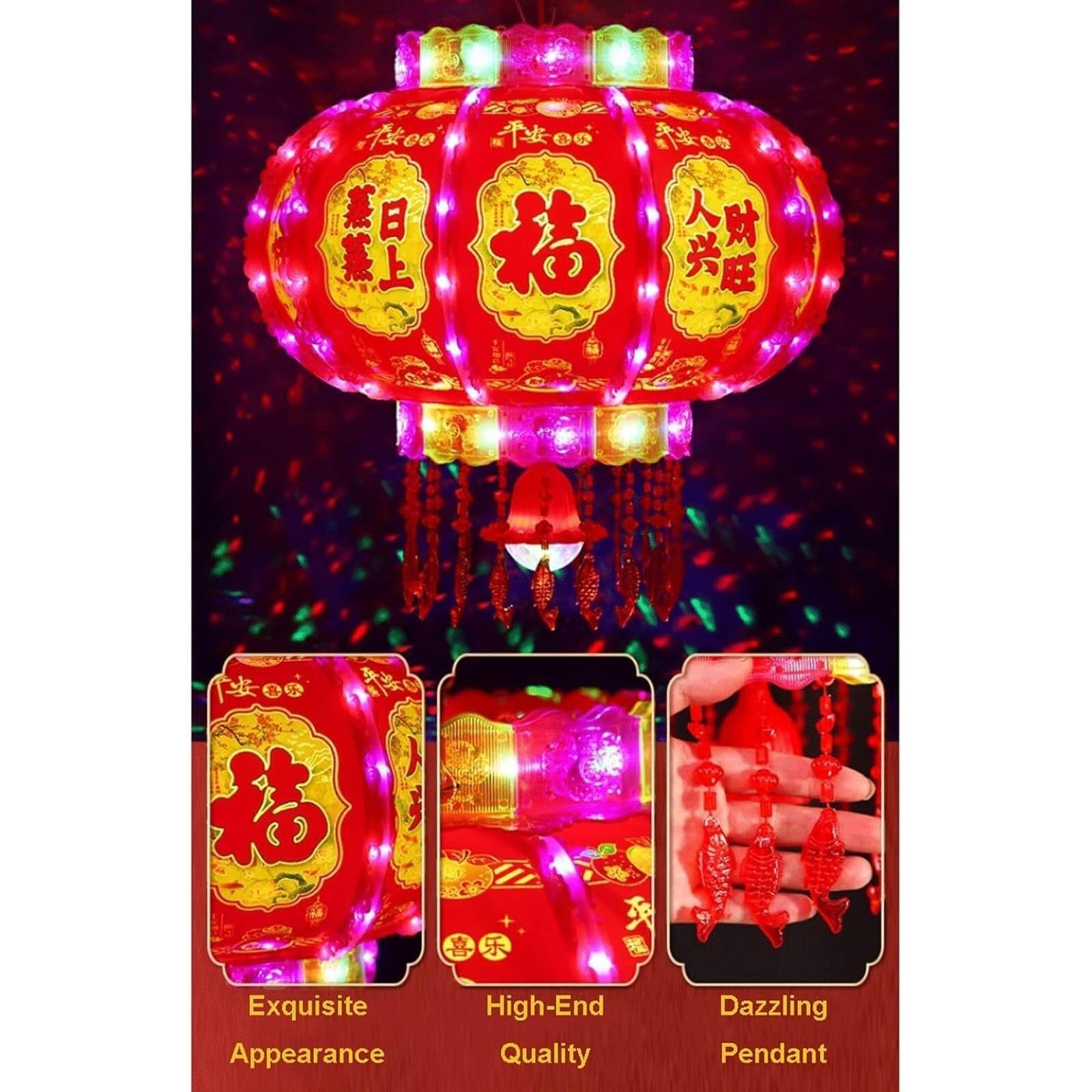 Lucky Fu Lantern Duże czerwone chińskie lampiony okrągłe 42/47/54cm