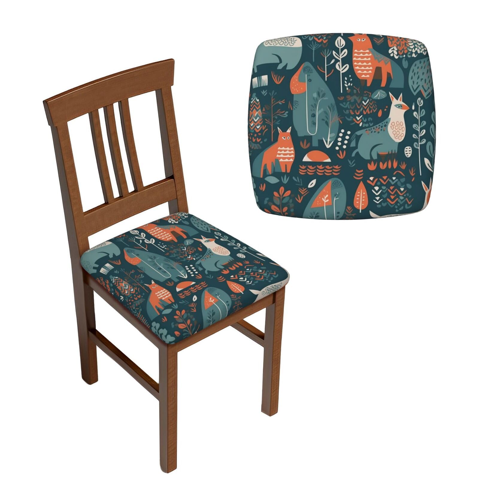 Housses de chaise de salle à manger lot de 6 motif animaux scandinaves extensibles