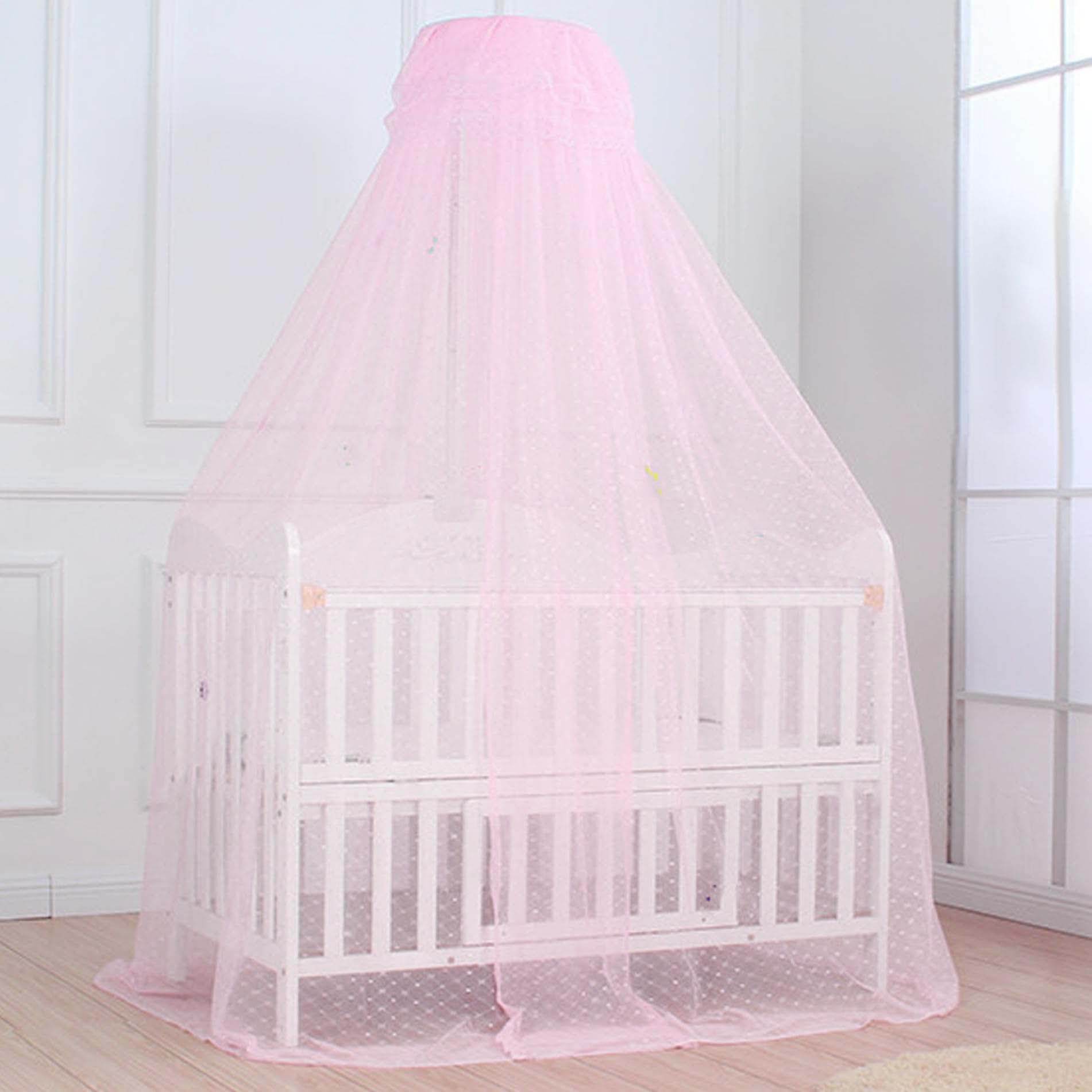 NIDONE Canopiale, tettoia traspirante in maglia fine baby -baldacchino, tenda per culla a pattern jacquard, rete di zanzare per la circonferenza di 16, 4 piedi letto per bambini