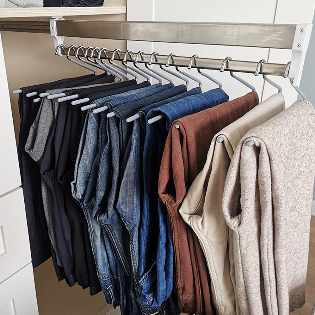 Asta appendiabiti estensibile per armadio, resistente, appendiabiti estraibile per pantaloni e cappotti, 80 cm, carico 25 kg, per lavanderia o armadio