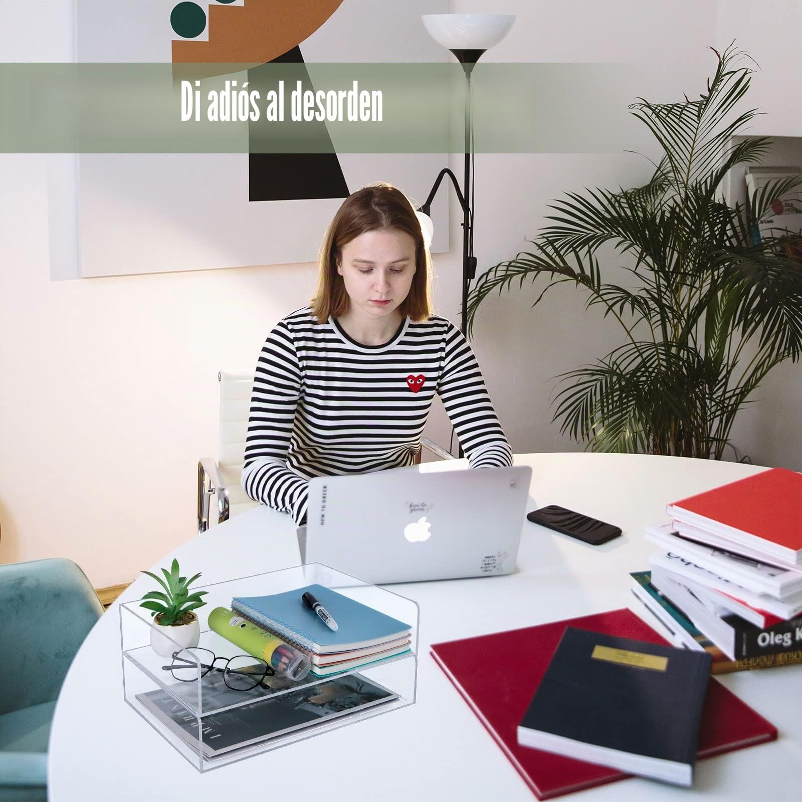 Organizador de Escritorio de acrílico Transparente, Bandeja organizadora de Papel de 2 Niveles, apilable, Bandeja de Archivos para aulas, Suministros de Espacio de Trabajo, Accesorios para Documentos