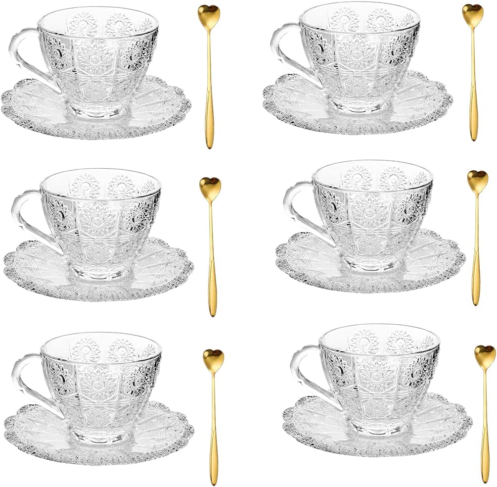 6 Piece Coffee Mug Set, Espresso Cups, Cups with 6pcs Saucers & 6pcs Spoons, of Espresso Mugs for Latte, Mocha, Cappuccino and Tea