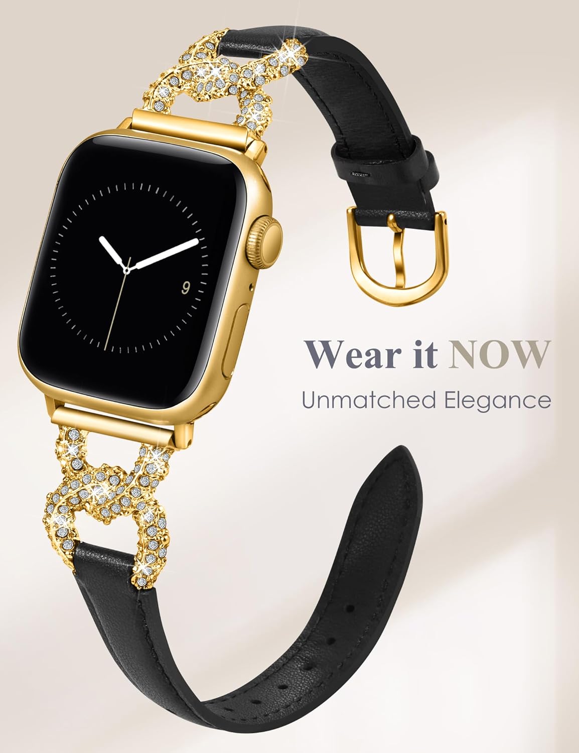 TOYOUTHS Leather Band Compatible with Apple Watch Bands for Women 38/40/41/42/44/45/46/49mm Dressy Designer Diamond Interlock Buckle Thin Strap Buckle for iWatch 11 10 9 8 7 6 5 4 SE/Ultra 3 2 1 - Image 2