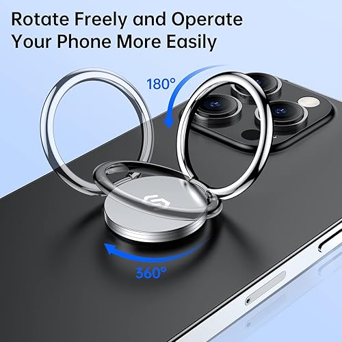Vista 36 de Syncwire Cell Phone Ring Holder Stand, 360 Degree Rotation Finger Ring Kickstand Polished Metal Phone Grip for Magnetic Car Mount Azul