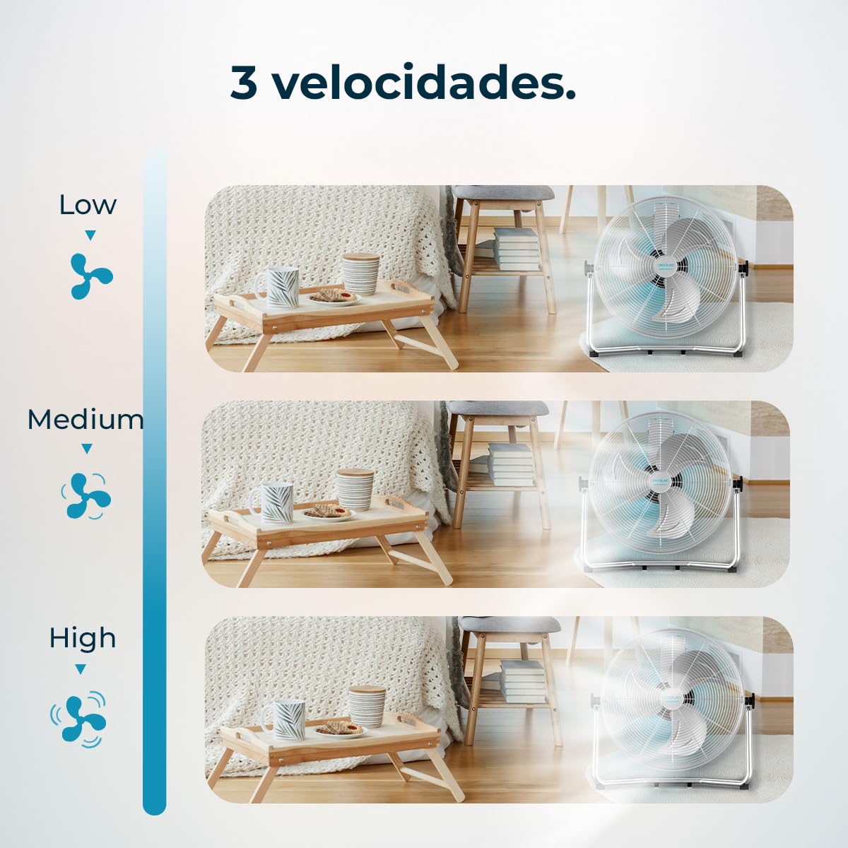 Cecotec Ventilador Industrial EnergySilence 5000 Pro. 120 W, 3 Aspas Metálicas de 20" (51 cm), Motor de Cobre, 3 Velocidades, Inclinación Ajustable, Acabado Cromado — view 4