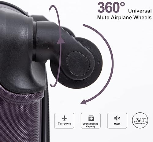 Miniatura 4 de Juego de maletas duraderas de viaje con ruedas giratorias TSA, equipaje de mano, juego de 3 piezas (20 pulgadas24 pulgadas28 pulgadas), Berenjena,